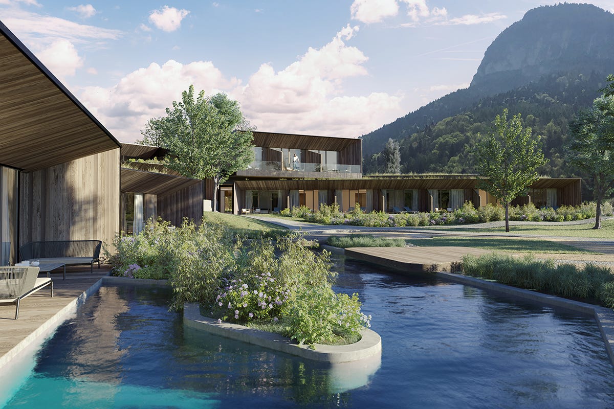 L'esterno del Manna Luxury Resort, in provincia di Bolzano Manna Resort da finire