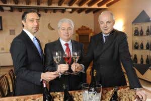Da sinistra: Paolo Bogoni, Marketing & Communication Management Mionetto; Pietro Stangherlin, Direttore Generale Mionetto Italia, Alessio Del Savio, enologo Mionetto