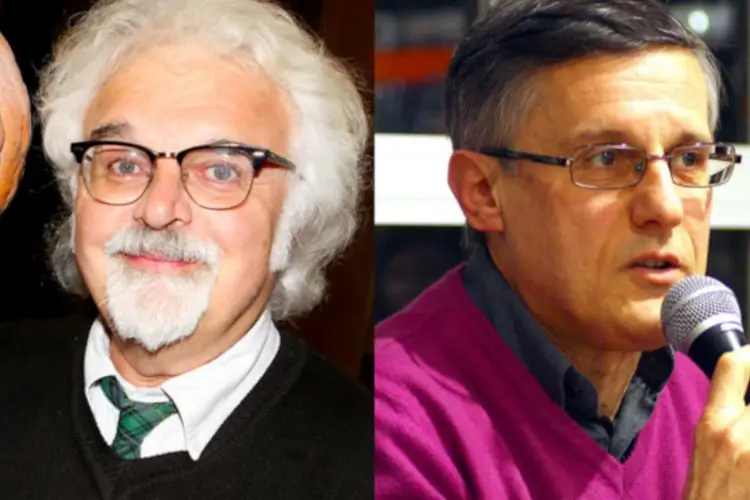 Da sinistra Patrizio Roversi e Valerio Varesi A Patrizio Roversi e Valerio Varesi il Premio Mangiacinema Pop