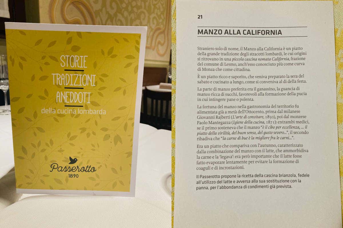Con il Manzo alla California de il Passerotto viaggio nella tradizione lombarda