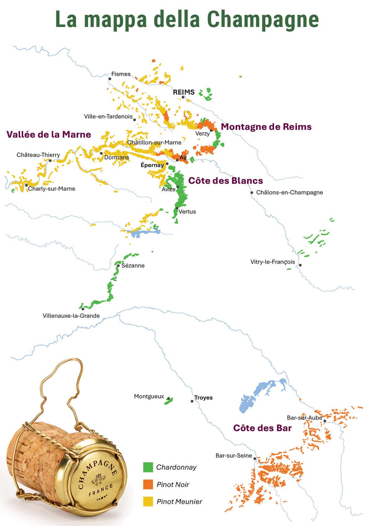La mappa delle zone della Champagne