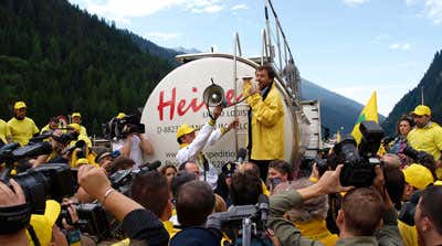 Il presidente della Coldiretti Sergio Marini nel corso di un controllo a camion alla frontiera