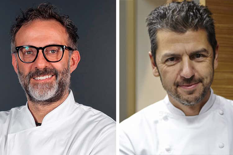 (Bottura e Berton salutano il Maestro)