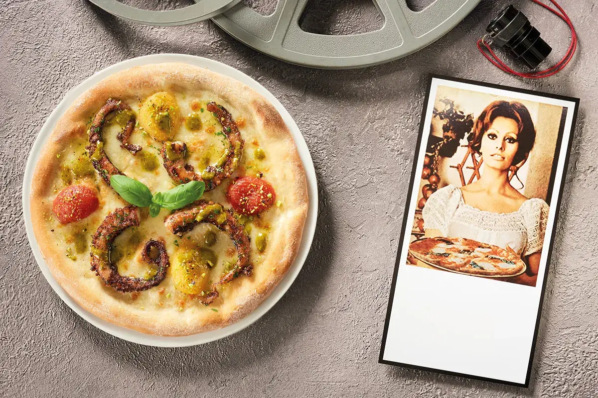 &ldquo;Ieri, Oggi e Domani&rdquo;, pizza polpo, salsa di pistacchi e pomodori Pizzuttello Pizze da Oscar: Men&ugrave; dedica 4 ricette a Sophia Loren
