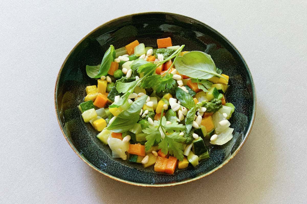 Il Minestrone di verdure contemporaneo di Daniele Canzian Minestrone di verdure contemporaneo in versione estiva