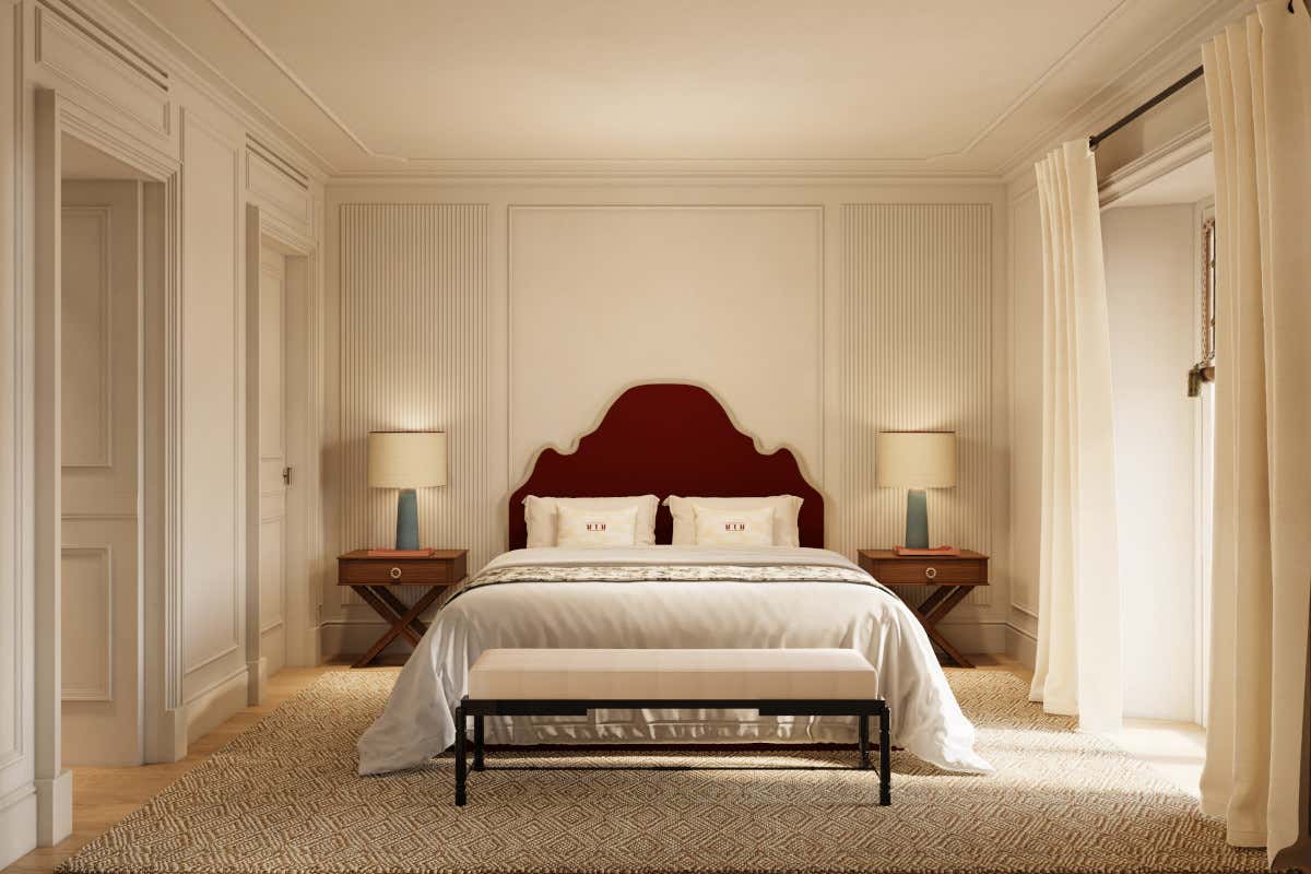 Il render di una camera da letto