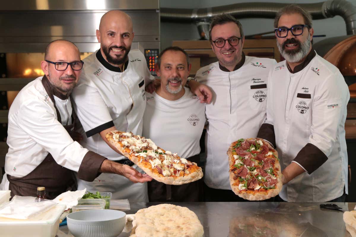 I Maestri di Farine di Molino Colombo, da sinistra Stefano Riva, Eduardo Ore, Josè Consolandi, Maurizio Bonanomi e Antonino Militi