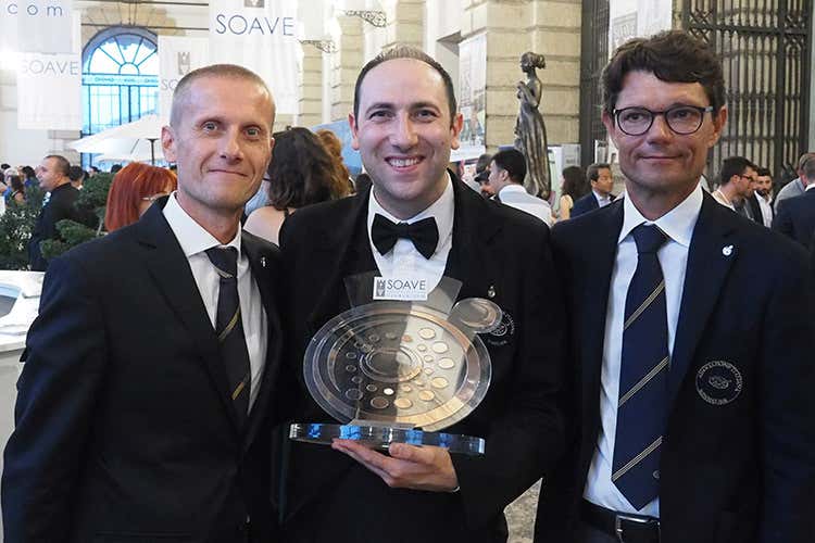 Marco Aldegheri, Carlo Pagano e Paolo Bortolazzi (Il molisano Carlo Pagano Miglior sommelier del Soave 2018)