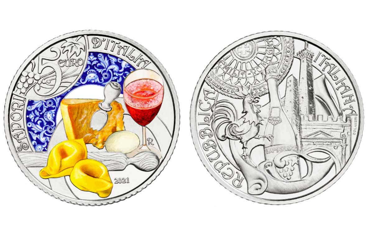 La moneta celebrativa Una nuova moneta omaggia tortellini e lambrusco