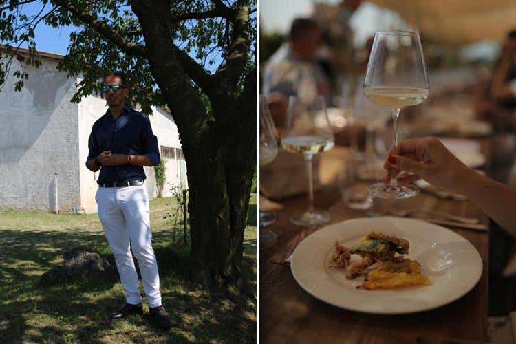Alberto Serena e, a destra, una frittura mista accompagnata da Asolo Prosecco - Montelvini ritrova un antico vigneto Primo cru in bottiglia nel 2022