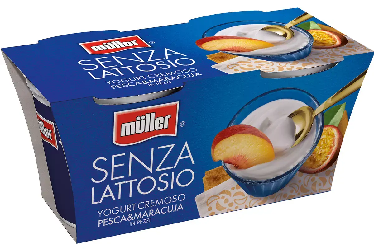 M&uuml;ller Senza Lattosio Pesca &amp; Maracuja Lo yogurt secondo Latteria Vipiteno e M&uuml;ller
