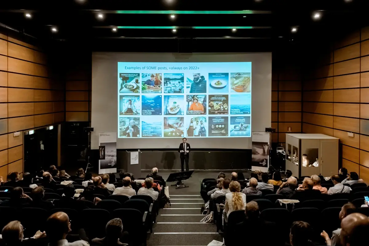 Un momento del seminario organizzato dal Norwegian Seafood Council&nbsp; Stoccafisso e baccal&agrave;, due eccellenze norvegesi che piacciono agli italiani