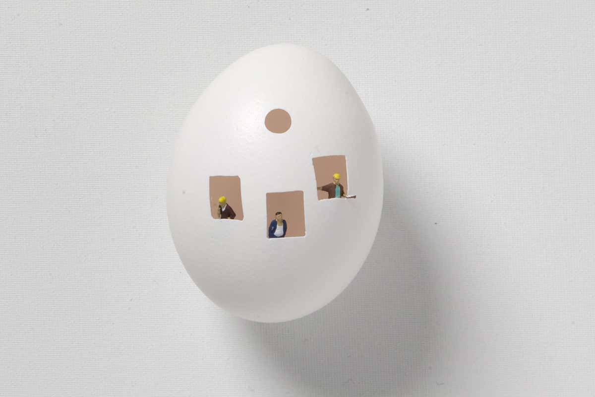 Una delle opere di &ldquo;N&rdquo; Uovo Mondo&nbsp; Cucina e arte contemporanea si incontrano da AB, Il lusso della semplicit&agrave;