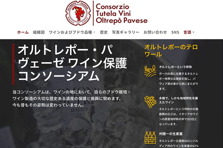 Consorzio Vini Oltrepò Pavese Il sito web parla Giapponese