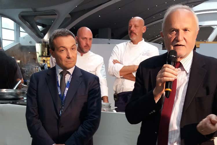 Ugo De Carolis ed Esterino Montino (Onori a Leonardo dal suo scalo Show cooking di Pascucci e Usai)