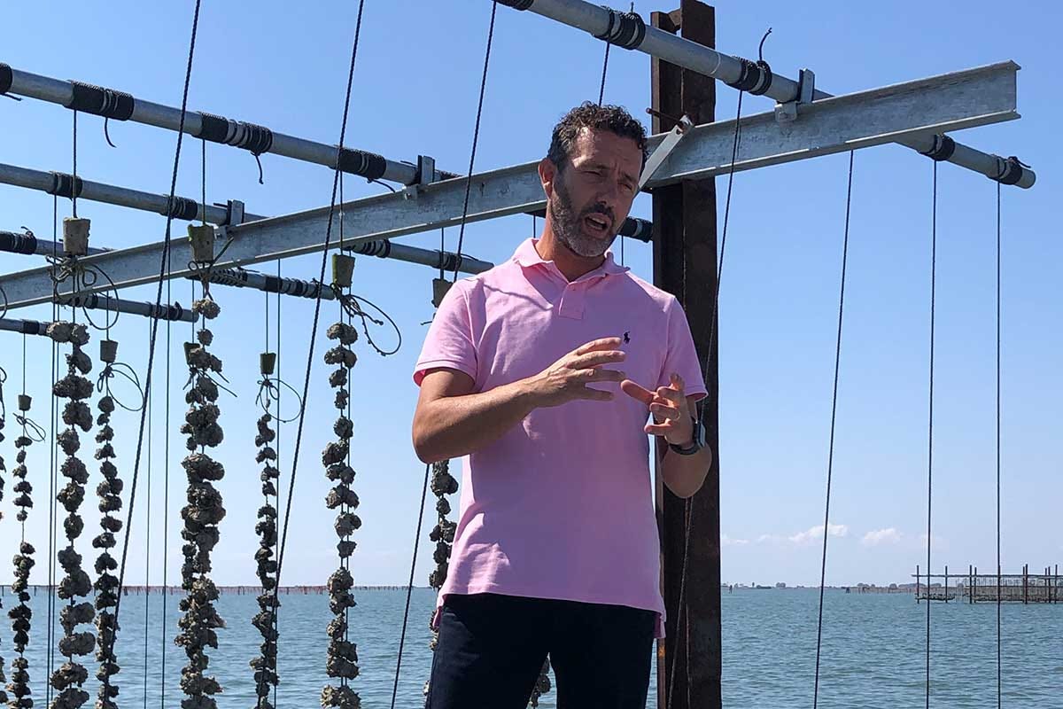 Alessio Greguoldo, nel 2016 ha avviato l'allevamento di ostriche rosa Riso e ostriche rosa, sul Delta del Po le eccellenze vengono dall'acqua
