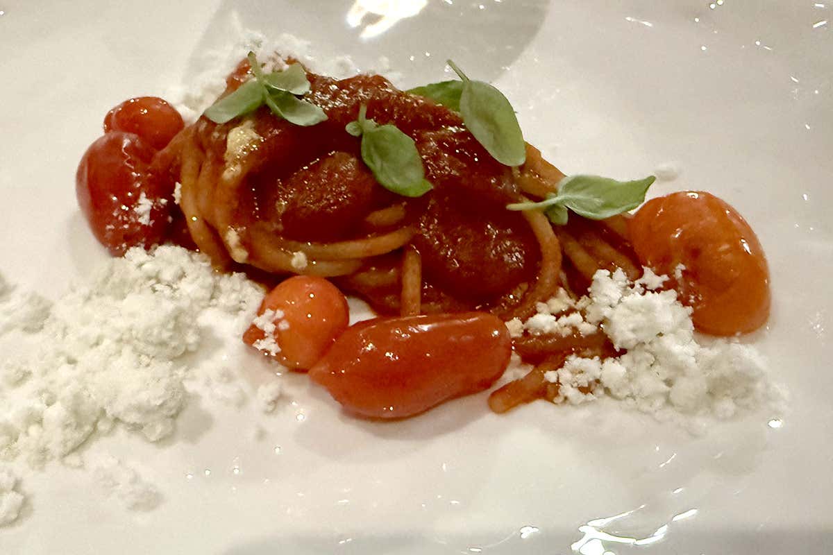 POMOD'ORO - Spaghettone di Gragnano Igp con pomodori campani in diverse varietà e consistenze - Hotel Parker's