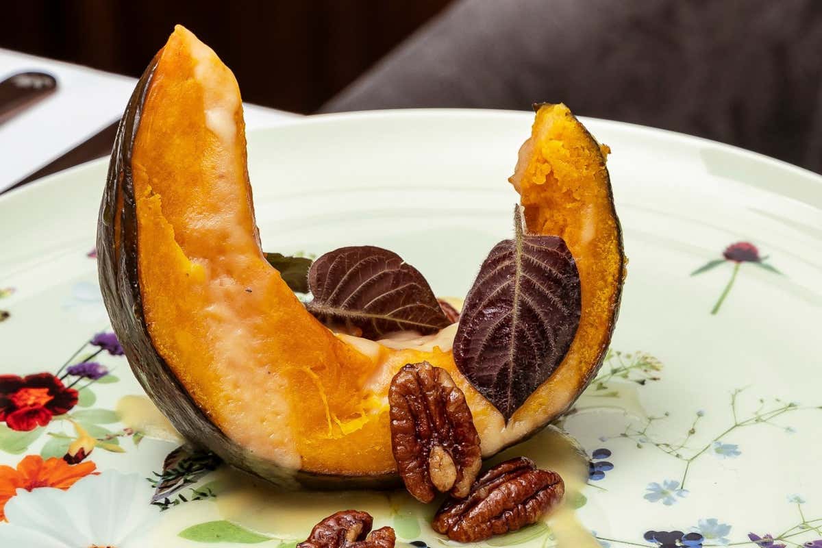 Zucca Brullini al cucchiaio con Asiago Vecchio Dop e noci pecan