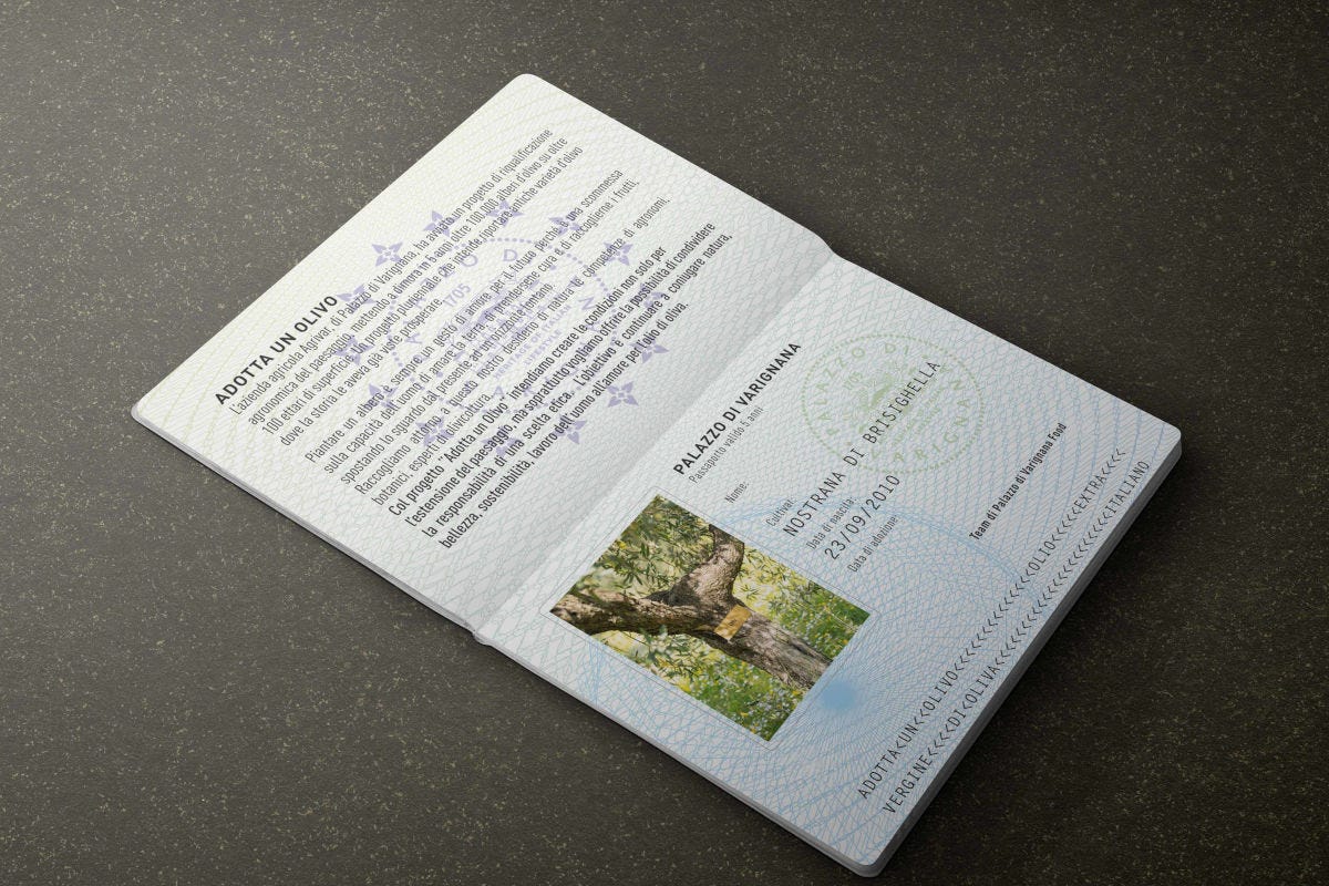Il Passaporto di Varignana è un documento che certifica la donazione, consente di seguire i progressi della natura e al contempo ottenere una serie di benefici collegati all’adozione di un olivo 