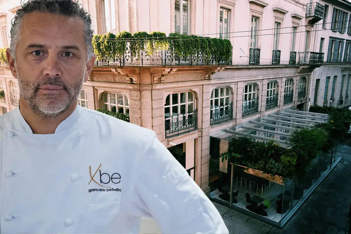 Giancarlo Perbellini e sullo sfondo Palazzo Trussardi&nbsp; Giancarlo Perbellini alla guida del Ristorante e Caf&eacute; Trussardi alla Scala