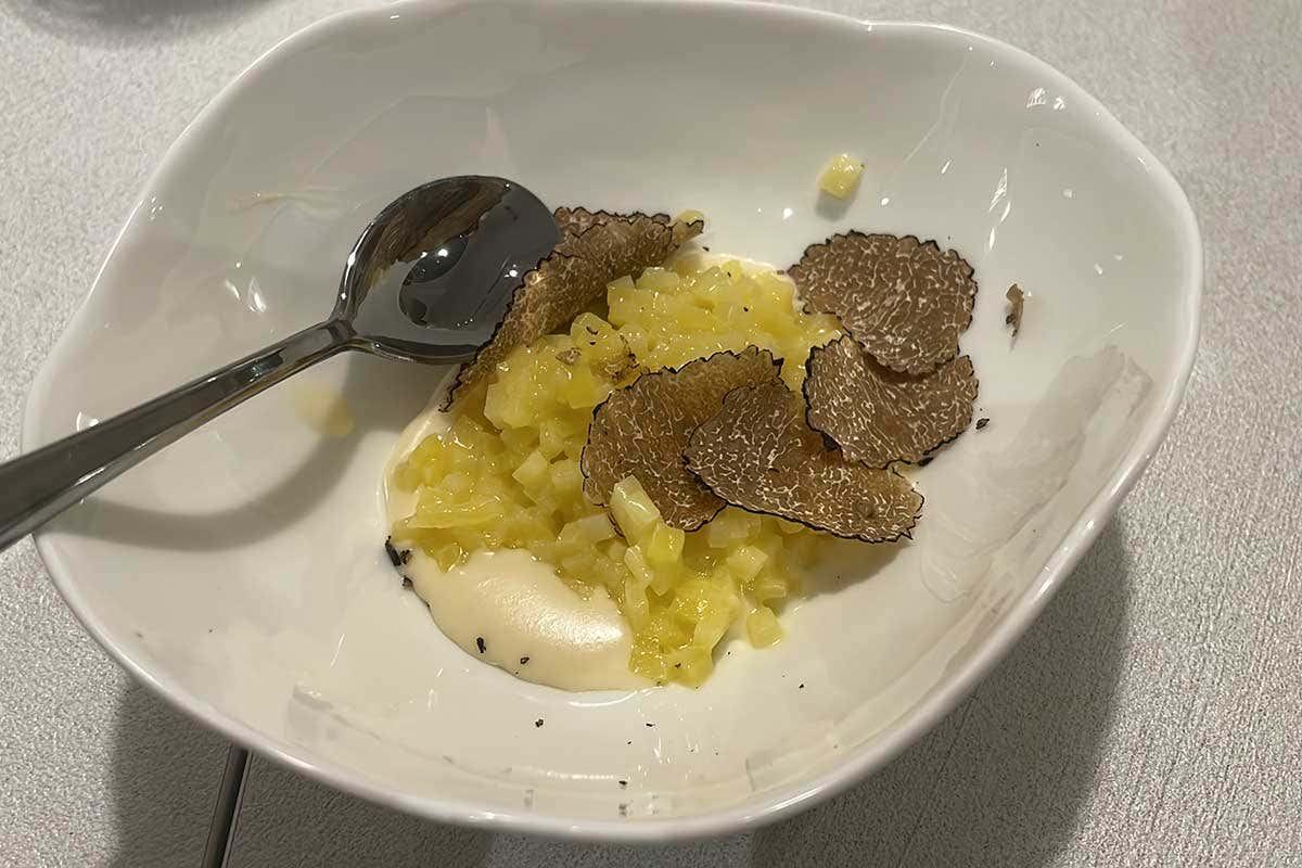 Piatto di terra (risotto di patate con tartufo) Scoprire l’alta cucina attraverso la verdura grazie a Peter Brunel