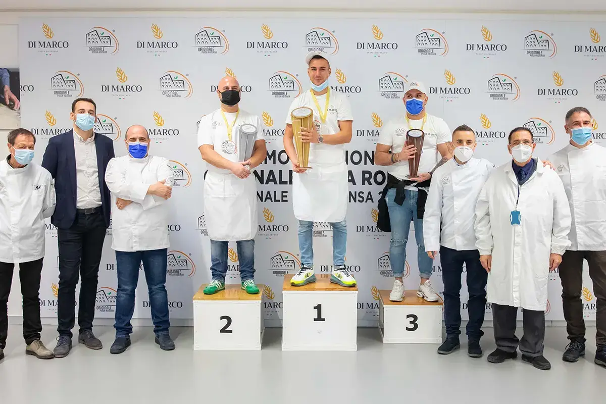 Il podio Mondiali di Pinsa Romana, vince Giuseppe Aloisio