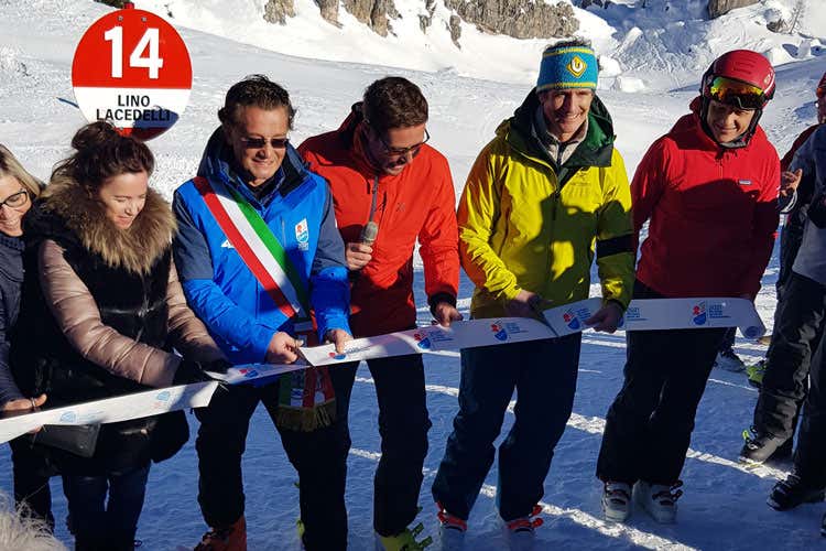 L'inaugurazione della pista (Cortina, i 50 anni della Cinque Torri L’area ski ha una nuova pista)