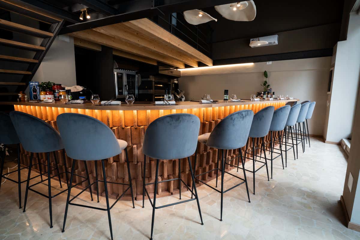 Il bancone della pizzeria Carmine Pizza d’Autore