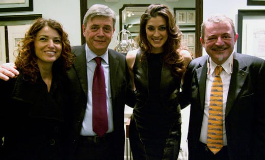 Elisabetta Serraiotto (responsabile marketing Grana Padano), Stefano Berni (direttore generale Grana Padano), Elisa Isoardi e Alberto Lupini