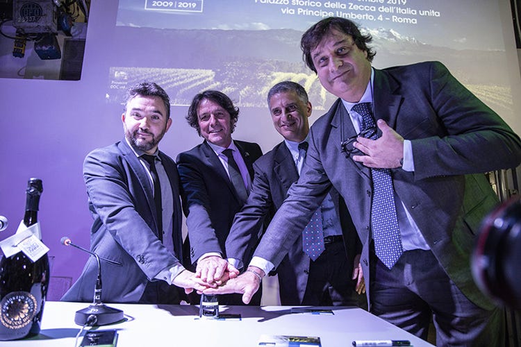 Filippo Gallinella, Stefano Zanette, Paolo Aielli e Claudio Vescovi (Prosecco, in 10 anni di Consorzio produzione in crescita del 242%)