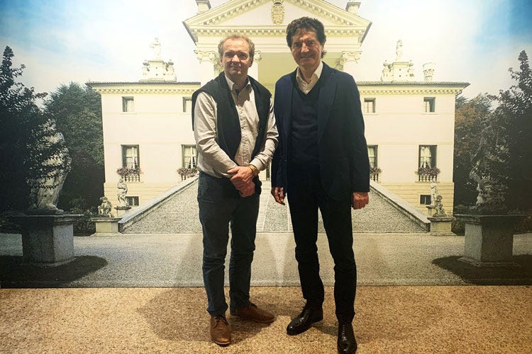 Maxime Toubart e Giancarlo Moretti Polegato (Il presidente dello Champagne visita il Prosecco a Villa Sandi)