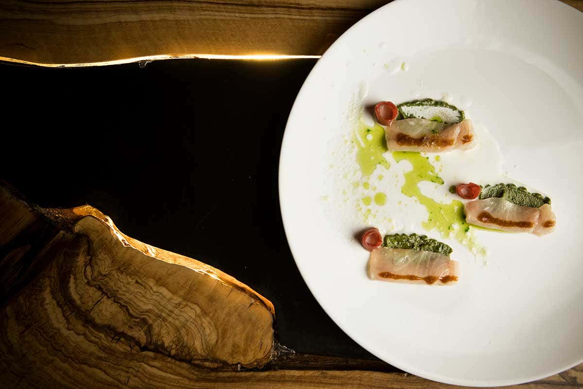 Un piatto in menu: Prospettive San Salvatore 1988 Da zero a due stelle, così Giovanni Salofra ha fatto risplendere i Tre Olivi