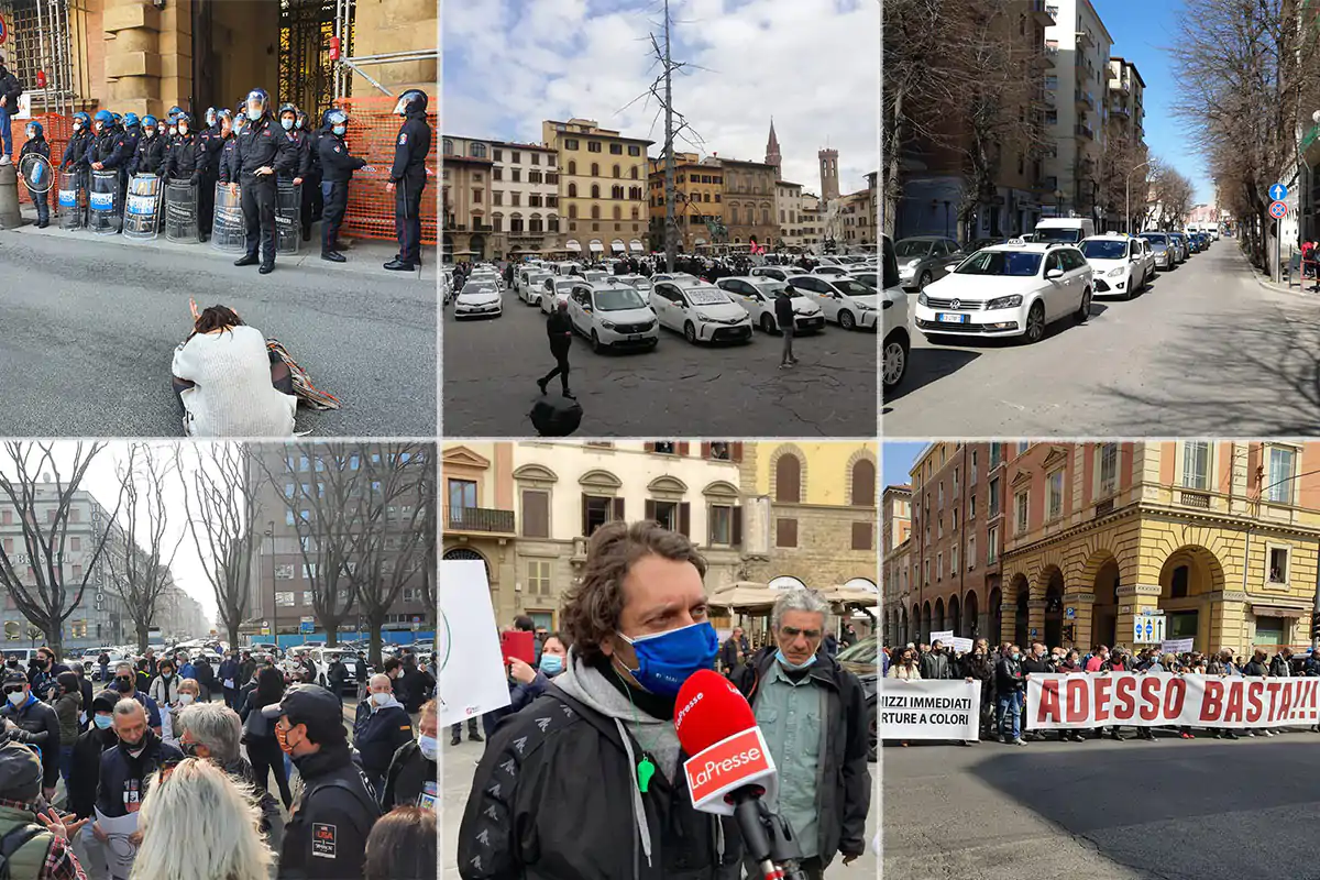 Foto delle proteste di Tni Horeca Italia Venerd&igrave; di protesta, fronte ampio Ristoranti, rider, tassisti alleati