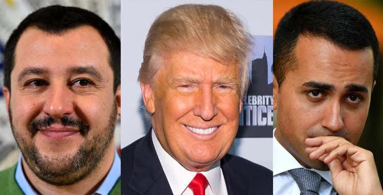 Matteo Salvini, Donald Trump e Luigi Di Maio (Il protezionismo di Trump incombe I nostri politici sono distratti)