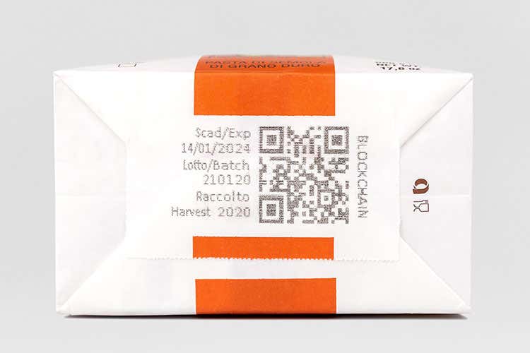 Un esempio di QR Code sui prodotti Mancini - Pastificio Mancini, filiera trasparente grazie alla blockchain di Apio