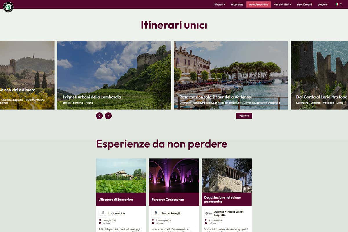 Uno screenshot del portale italiancellardoor.wine