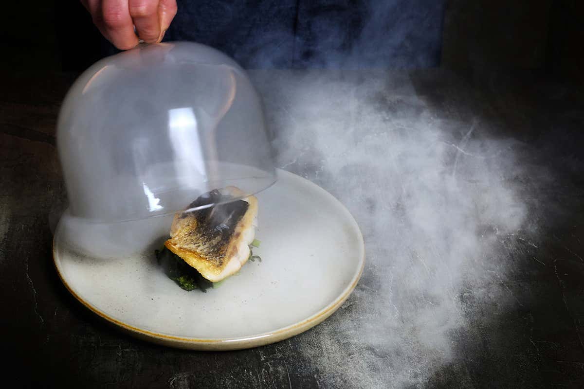 Un trancio di Dentice affumicato ai legnetti di limone [[Giro del Golfo in otto giorni]]: il bello e il buono dei Campi Flegrei