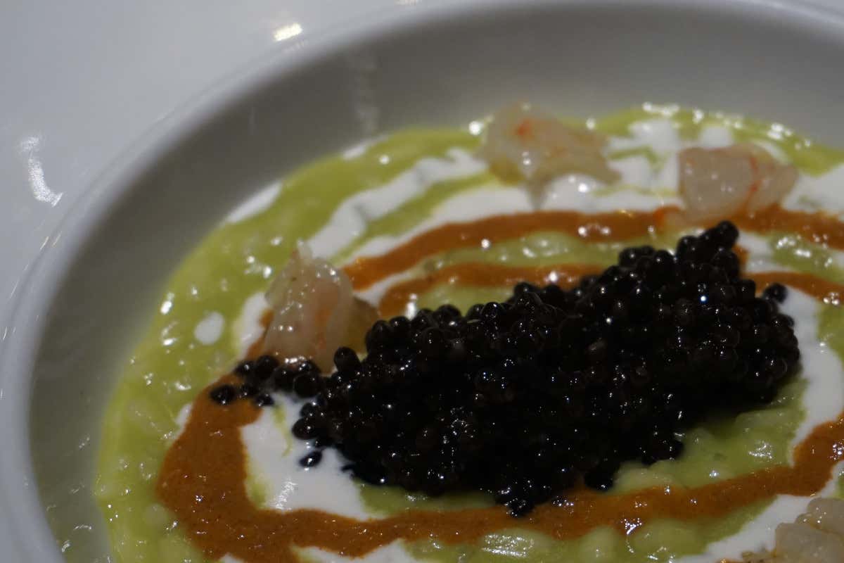 Risotto piselli, burrata, bisque di gamberi  Matrimonio d’eccellenza: Al Carroponte di Bergamo è Calvisius Ambassador