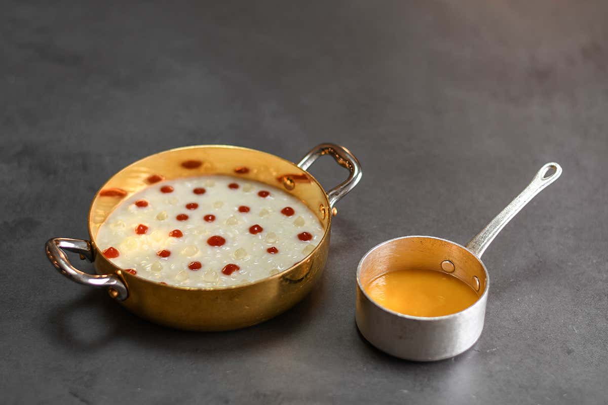 Risotto al pomo d'oro Bolle Restaurant, il timbro di Pentole Agnelli sulla ristorazione bergamasca