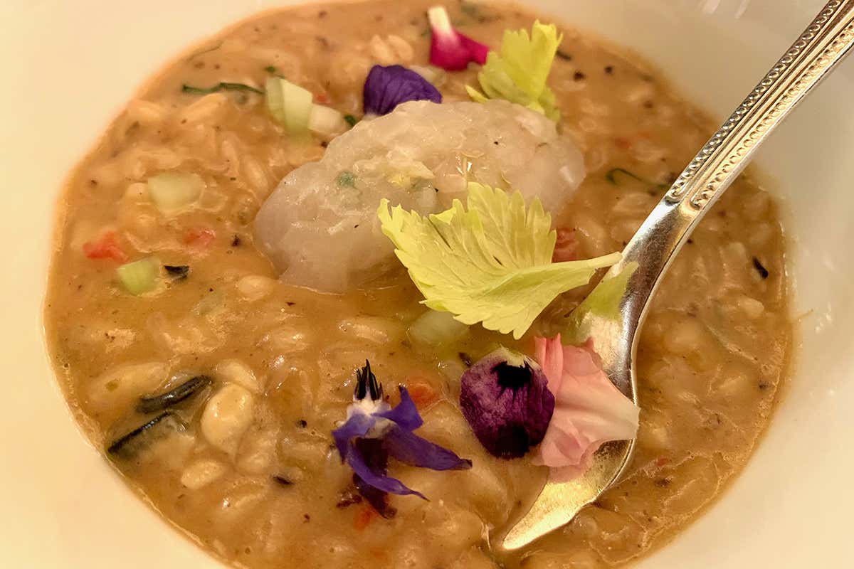 Risotto come una Ghiotta, con tartare di cernia bianca Molto di più di un Menu a sei mani