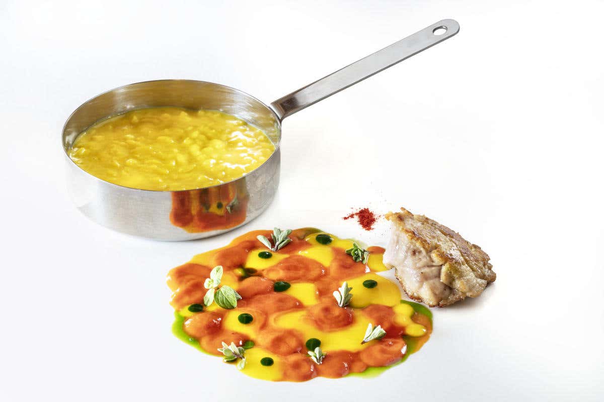 Risotto allo zafferano con peperone e animelle di vitello Petra Segreta: un resort tra lusso e riservatezza in Sardegna