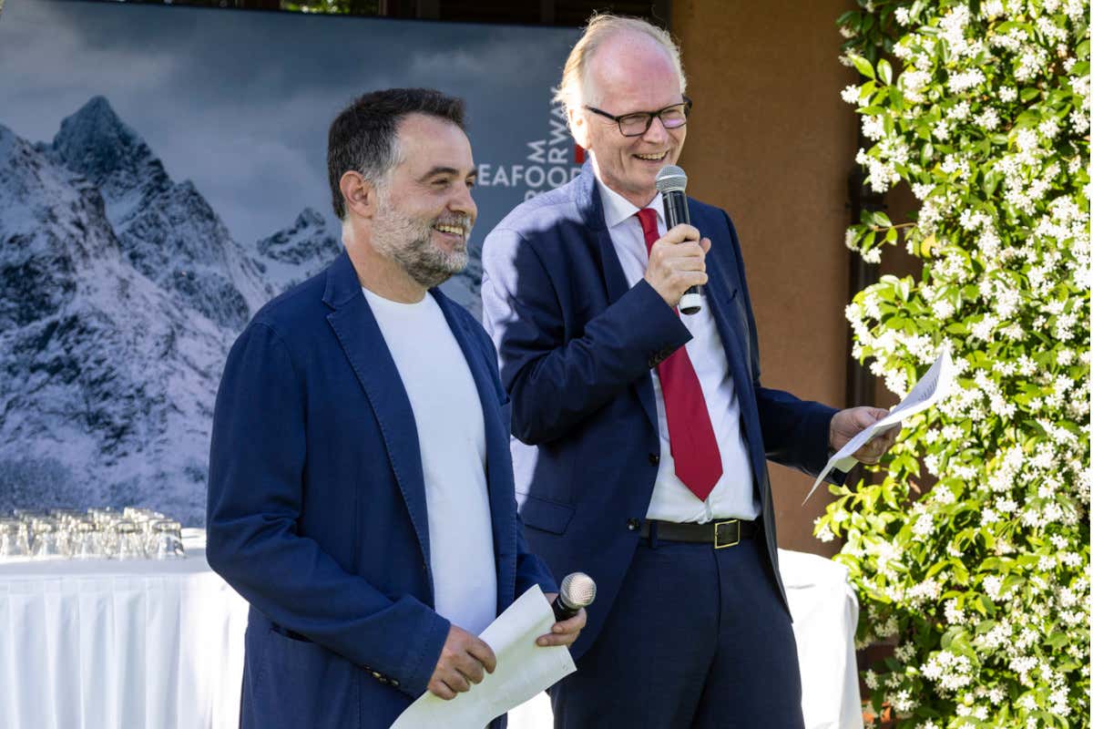 Da sinistra Luca Sessa e Johan Vibe A Roma un viaggio tra i sapori del mare di Norvegia