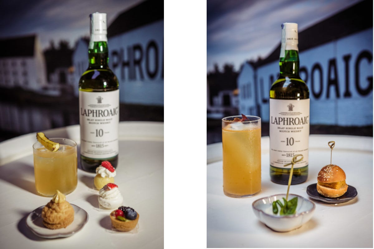 Il Laphroaig 10 Tre cocktail a base di whisky torbato scozzese sposano lo street food siciliano