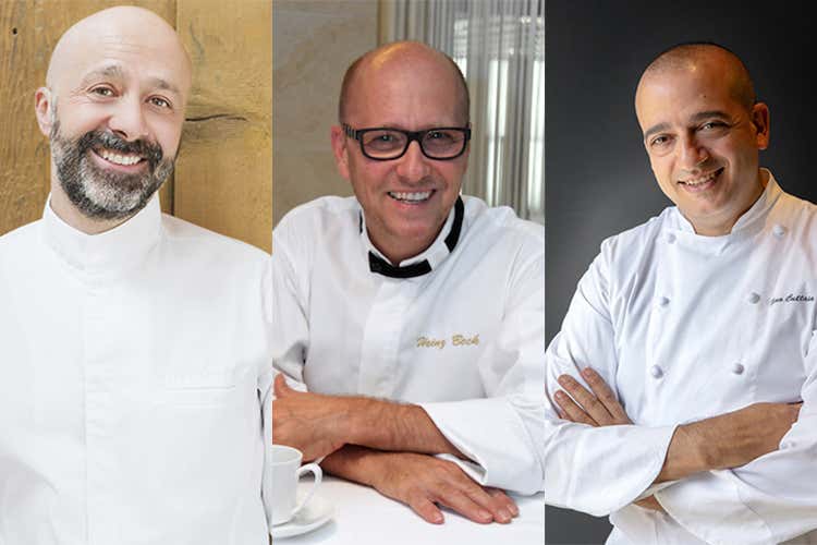 Niko Romito, Heinz Beck e Pino Cuttaia (Pizza stellata a Birra del Borgo 3 cene con Romito, Beck e Cuttaia) Niko Romito, Heinz Beck e Pino Cuttaia (Pizza stellata a Birra del Borgo 3 cene con Romito, Beck e Cuttaia)