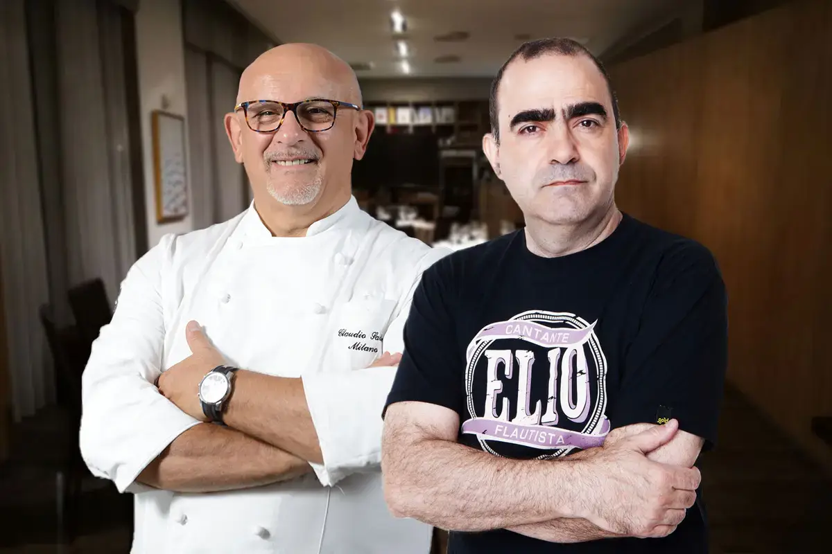 Claudio Sadler e Stefano Belisari in arte Elio Il ristorante Sadler a Milano, serata speciale con Stefano Belisari in arte Elio, chef per un giorno