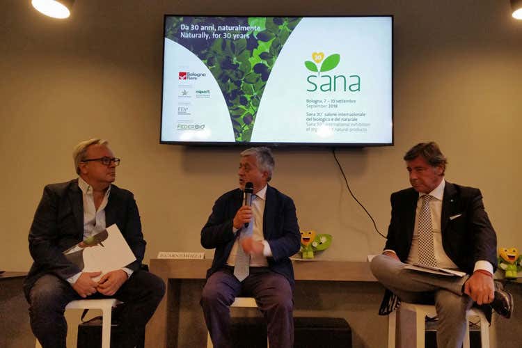 Paolo Carnemolla, Gianpiero Calzolari e Renato Ancorotti (Bologna, Sana compie 30 anni 100 eventi in 10 giorni all&rsquo;insegna del bio)