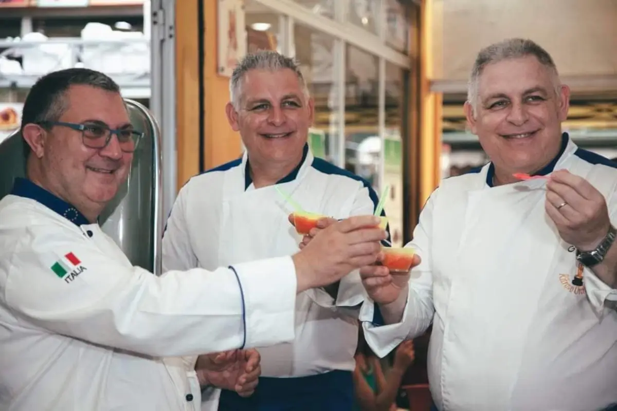 Da sinistra Pietro Di Noto, Vincenzo e Alessandro Squatrito Nasce la prima scuola di granite siciliane