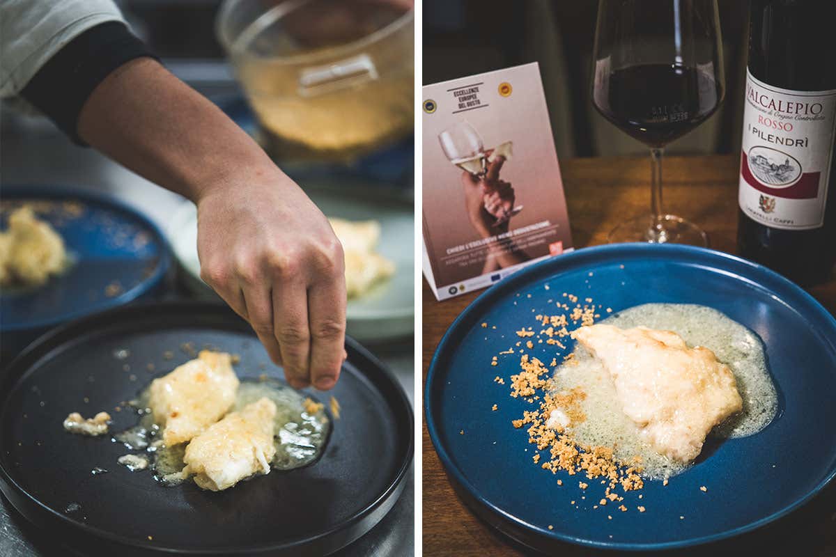 San Pietro alla parmigiana con Grana Padano DOP oltre 20 mesi Il pesce sposa le eccellenze lombarde alla Trattoria La Barca
