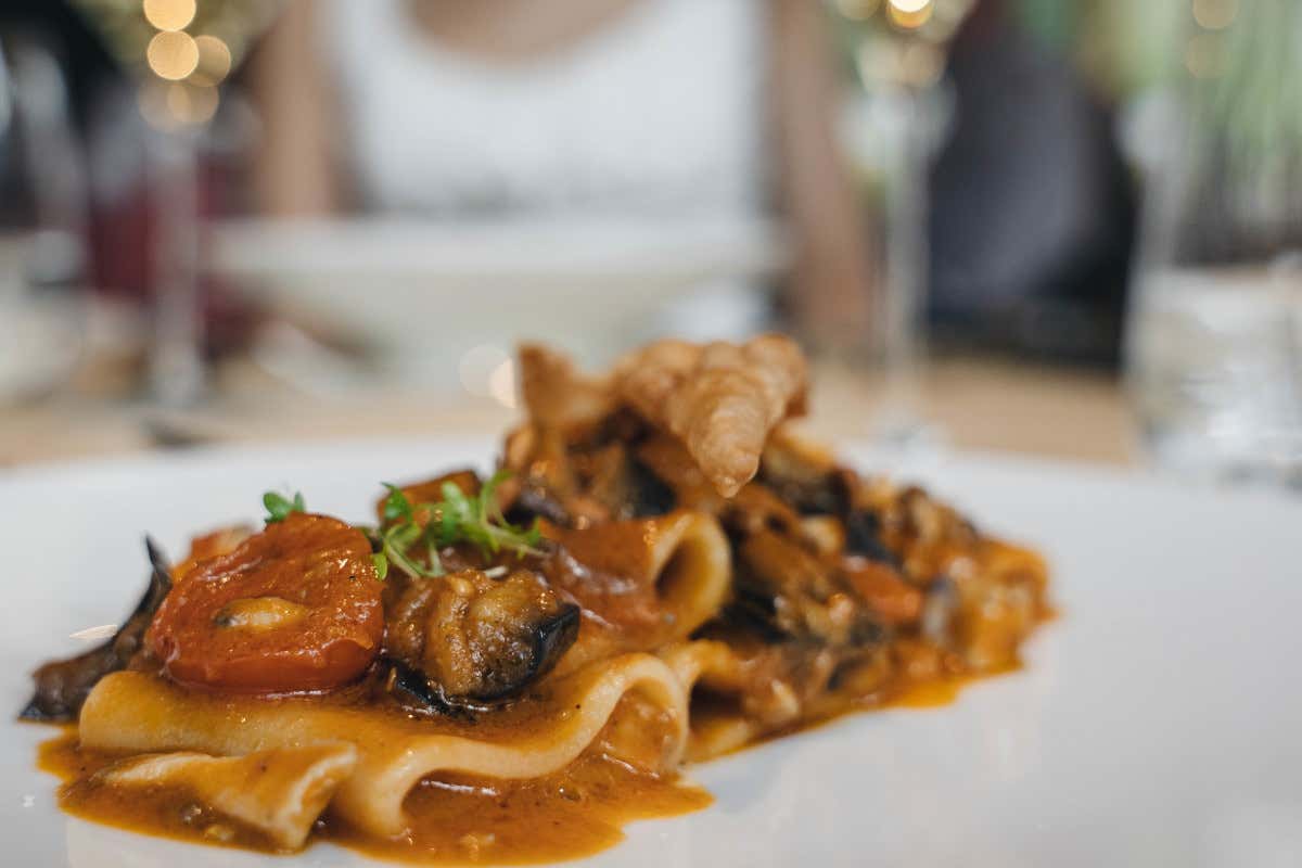 Un primo piatto del Sensoria Dolomites (foto Stefania Mafalda) Al Sensoria Dolomites il benessere passa attraverso il tatto