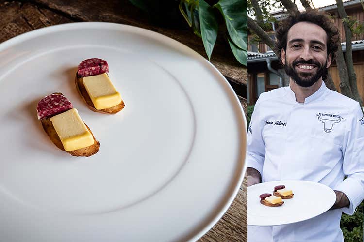 "La merenda del pastore": Pane, Bitto e salame - Franco Aliberti (Una serata dedicata al Bitto 19 cuochi, 19 ricette ad hoc)